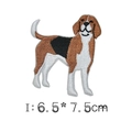 Detailed Beagle dog embroidery patch in white and brown, measuring 6.5 x 7.5cm - Beagle Dog Style (I)