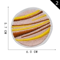 Pink galaxy planet embroidered patch with yellow wavy patterns and white stitched edges - Pale Pink Wavy Planet (2)
