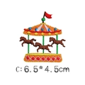 Toppa ricamata giostra di cavalli rossa e arancione per vestiti, misura 6,5x4,5 cm, DIY - Stile Giostra (C)