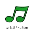 Bright green musical note embroidery patch with black edges for clothing DIY, 6.5x4.5cm - Green Double Eighth Note Style (A)