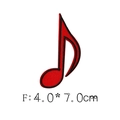 Red musical note embroidered iron-on patch with black border trim, size 4.0 x 7.0cm - Red Eighth Note Style (F)