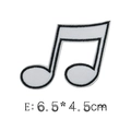 White and black musical eighth note embroidery patch measuring 6.5x4.5cm for DIY apparel - White Double Eighth Note Style (E)