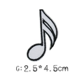 Musical note embroidery patch in black and white finish, 2.5cm x 4.5cm DIY accessory - White Sixteenth Note Style (G)