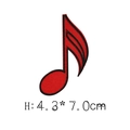 Red musical note embroidery patch with black border, size 4.3x7.0cm for clothing - Red Sixteenth Note Style (H)