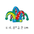 Clown hat embroidery patch in colorful blue and yellow colors, size 4.8 x 3.2 cm - Clown Hat (K)