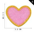 Pink heart embroidered patch with yellow stitched border for DIY clothing 3.0x2.5cm - Pink Yellow Heart (6)