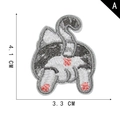 Patch gatto grigio ricamato per vestiti fai da te accessorio 4,1cm x 3,3cm tipo A - Stile Dorso Gatto Grigio Scuro (A)