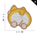Toppa ricamata criceto giallo e bianco vista posteriore dimensioni 3,2 cm - Stile Dorso Criceto (H)