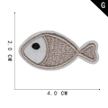 Mini silver fish embroidered patch size 4.0x2.0 cm style G for clothes and bags - Gray Fish (G)