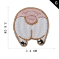 Embroidered corgi dog butt patch in pink and white with 3.8 cm size dimensions - Pink White Corgi Buttocks Style (G)