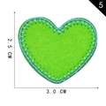 Green heart embroidery patch with turquoise border for DIY clothing, size 3x2.5cm - Fluorescent Green Heart (5)