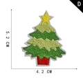 Christmas tree embroidery patch with star and red trunk, size 5.2x4.2 cm variant - Christmas Tree Style (D)