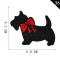 Black Scottish Terrier embroidered patch with red bow, size 4.3x5.8 cm for DIY apparel - Black Scottish Terrier (36)