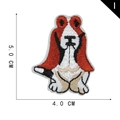 Toppa ricamata a forma di cane basset hound per vestiti fai-da-te, rosso e bianco, 5x4 cm - Stile Cane Cartone Animato (I)