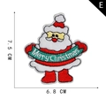 Embroidered Santa Claus patch with Merry Christmas banner variant, size 7.5x6.8cm - Santa Claus Banner Style (E)