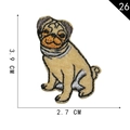 Detailed pug dog embroidered iron-on patch for clothes, size 3.9 cm by 2.7 cm - Pug Dog (26)