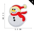 Christmas snowman embroidery patch in white and red threads, size 5.5 cm by 5.0 cm - Snowman Style (A)