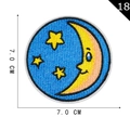 Embroidered galaxy patch featuring a smiling yellow moon and stars on a blue round base - Smiling Moon and Star (18)