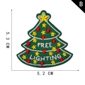 Christmas tree embroidery patch in green with Free Lighting text for DIY crafts - Star Christmas Tree Style (B)