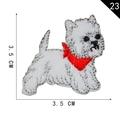 Embroidered Westie dog patch with red scarf, 3.5cm DIY cartoon animal clothing applique - Westie Dog (23)