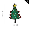 Christmas tree embroidery patch with green thread and gold star, size 6.2cm x 4.2cm - Colorful Decor Tree Style (G)