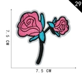 Pink rose flower embroidered patch for DIY clothing repair, 7.5cm floral applique - Pink Rose (29)
