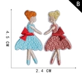 Exquisite ballet girl embroidery patches in blue and dusty rose for DIY clothing - Ballet Girl Figure (B)