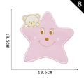 Rosa Stern-Stickerei-Aufnäher mit Cartoon-Bär und Smiley, Größe 19,5 x 18,5 cm - Rosa Lächelnder Stern Mit Bär (Pos 8) / 19,5 cm x 18,5 cm