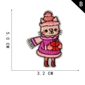 Cartoon cat embroidery patch with pink winter outfit and red gift box, style B - Cat with Gift Box Motif (B)
