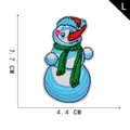 Embroidered snowman patch with blue hat and scarf, large size 7.7x4.4 cm for DIY clothing - Blue Snowman Style (L)