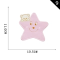 Rosa Stern-Stickerei-Aufnäher mit weißem Bär und Smiley, Größe 11x10,5 cm - Rosa Lächelnder Stern Mit Bär (Pos 9) / 11,0 cm x 10,5 cm