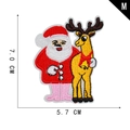 M size Santa and Reindeer embroidered patch with 7.0 CM height and 5.7 CM width - Santa and Reindeer Style (M)