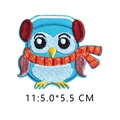 Cartoon blue owl embroidery patch with red earmuffs for clothes, size 5.0x5.5 CM - Blue Owl with Scarf Embroidery (11)