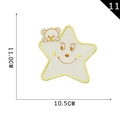 Cartoon Stern Stickerei Aufnäher mit Bärenmotiv, gelber Rand, Größe 11x10,5cm - Beige Lächelnder Stern Mit Bär (Pos 11) / 11,0 cm x 10,5 cm