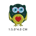 Cartoon owl embroidery patch in dark green and blue, 5.0x4.0 cm size variant - Dark Green Owl Embroidery (1)