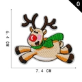 Christmas cartoon reindeer embroidery patch with green scarf and red nose for DIY - Cartoon Reindeer Style (0)