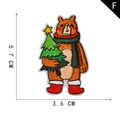 Embroidered Christmas brown bear patch with size markings 5.7cm by 3.6cm for DIY sewing - Brown Bear with Christmas Tree Motif (F)