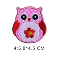 Pink cartoon owl embroidery patch with white polka dots and red wings, 5.0x4.5 CM size - 4* Minimum Order Of 5 Pieces Per Style; Orders Below This Quantity Will Not Be Shipped.