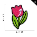 Pink tulip flower embroidery patch for DIY clothing with black outlines and 3.6cm height - Pink Tulip Style (K)