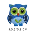Blue cartoon owl embroidered patch with green eyes and orange beak in 5.5x5.2 CM - Blue Owl Embroidery (5)