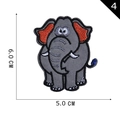 Cartoon elephant embroidery patch in grey and red tones, size 6.0 cm by 5.0 cm - Grey Red Ear Elephant (4)