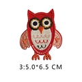Red cartoon owl embroidery patch with beige accents in 5.0x6.5 CM size for DIY clothing - 3* Minimum Order Of 5 Pieces Per Style; Orders Below This Quantity Will Not Be Shipped.