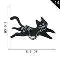 Embroidered black cat patch with silver cloud patterns and blue star, 8.5x4.0cm - Black Cat Cloud (14)
