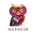 Cartoon owl embroidery patch in rose pink and burgundy colors measuring 5.5 by 4.5 cm - Floral Eyes Owl Embroidery (16)