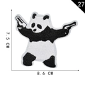 Embroidered panda patch with pistols design, size 7.5x8.6cm for DIY clothing decor - Panda with Pistol (27)