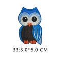 Blue owl cartoon embroidery patch for clothing DIY crafts, size 3.0x5.0 cm, style 33 - Simple Blue White Owl Embroidery (33)