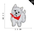 Cartoon white dog embroidery patch with red scarf variant in 3.0x2.5cm size - Dog with Scarf (22)