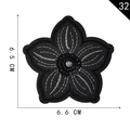 Black five-petal flower embroidery patch with sequins measuring 6.5x6.6 cm for DIY clothing - Sequin Black Floral (32)