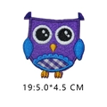 Purple owl embroidery patch with blue wings and plaid belly detail in 5.0x4.5 cm size - Purple Plaid Owl Embroidery (19)