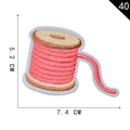 Pink spool-shaped embroidered patch with precise stitching, measuring 5.2 cm by 7.4 cm - Pink Thread Spool (40)